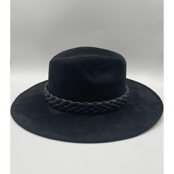 FREE PEOPLE x ASN Melrose Rancher Hat BLACK SUEDE W/ BRAIDED LEATHER BAND, SMALL main image 6